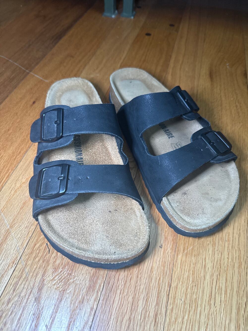 Cushionaire Lane Cork Footbed Sandals Women's Sz 9W Brown Comfort Slides